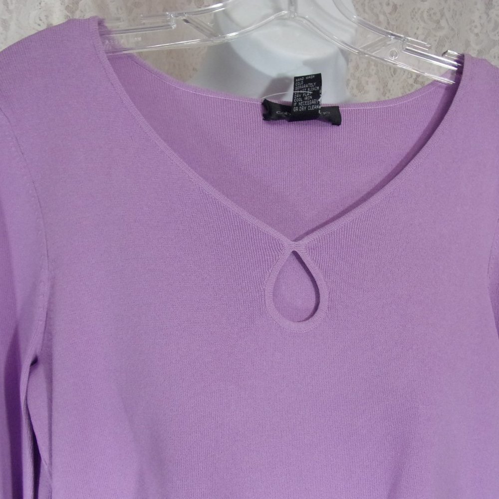 Cable and Gauge Knit Sweater Top Light Purple